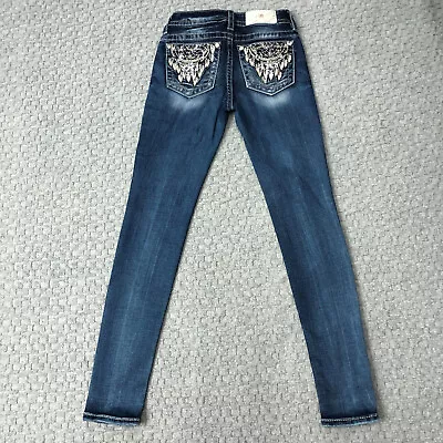 Miss Me Jeans Womens 26 Blue Skinny Mid Rise Denim Faded Casual Normcore Tag 25 • $28