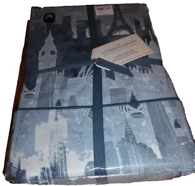 The Lyndon Company New York London Paris Duvet Cover Set BLUE Size DOUBLE NEW • £29
