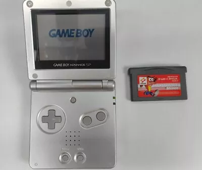 Nintendo Game Boy Advance SP Silver + Game Bundle • $56