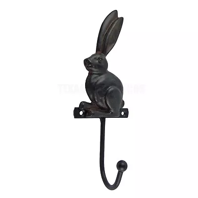 Bunny Rabbit Wall Hook Key Towel Coat Hanger Rustic Brown Iron • $13.45