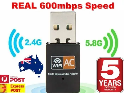 Dual Band 600Mbps USB WiFi Wireless Dongle AC600 Lan Network Adapter 2.4GHz 5GHz • $8.45