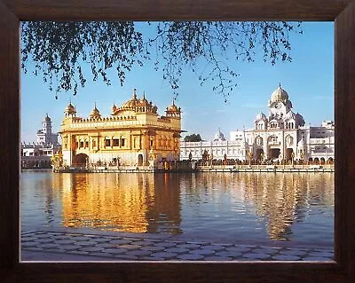 Indian Traditional Golden Temple Painting With Plane Wood Frame For Wall Hanging • $31.51