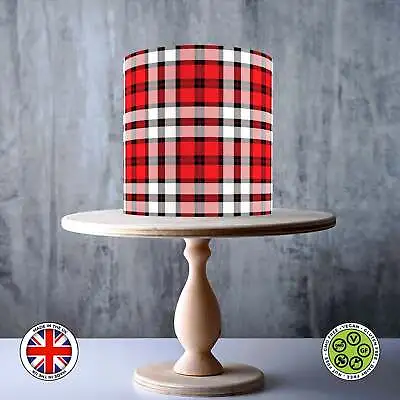 Red White Seamless Tartan Pattern Edible Wrap Around Cake Topper ICING / WAFER • £7.79