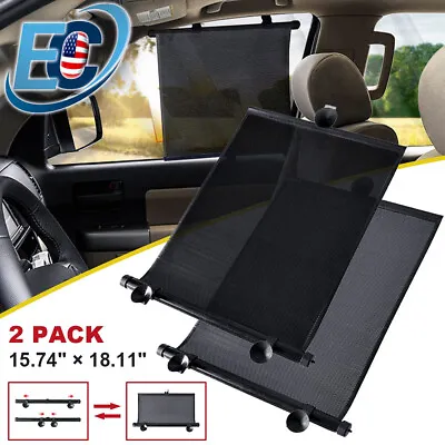 2 Packs Retractable Auto Sun Shade Cover Car Side Window Roller Visor Shield • $13.99