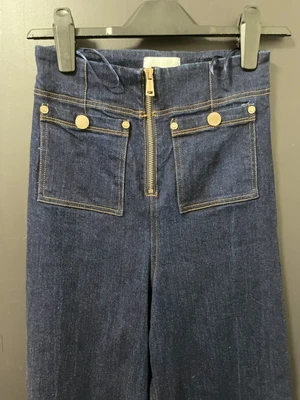 $99 • Buy Alice Mccall Dark Blue Jeans Zip Front Size 6 With Front Pockets 