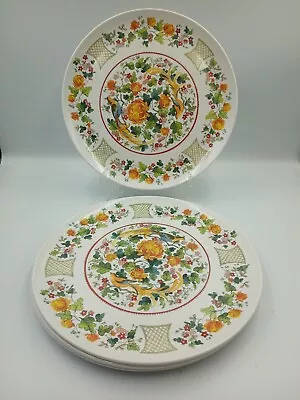 Vintage Melmac Boonton Ware 10  Dinner Plates - Set Of 4 Floral Birds Oriental • $18