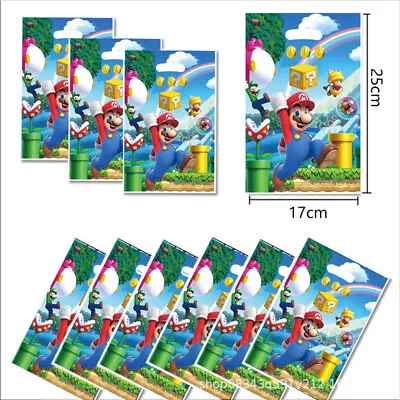 2024 10PCS Super Mario Theme Bags Candy Favour Bag Loot Bag Birthday Party Gift • $3.79