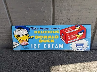 Vintage Duck Ice Cream Porcelain Enamel Metal Advertising Sign 15  X 5  • $125