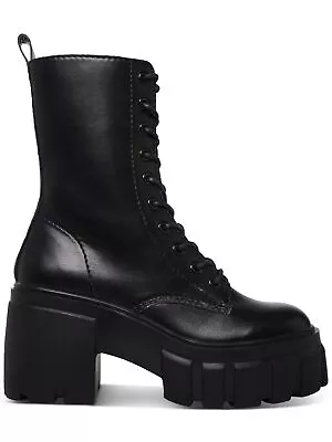 MADDEN GIRL Womens Black 2  Platform Guster Toe Block Heel Combat Boots 9.5 M • $31.99