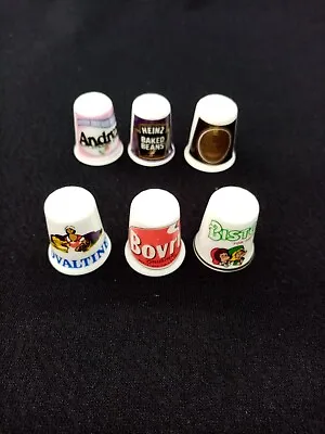 £25 • Buy Advertising Thimbles Set Of 6 Bovril Guinness Bisto Andrex Heinz Ovaltine