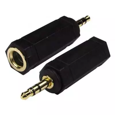 6.35mm To 3.5mm Headphone Adapter Jack Plug Stereo 6.3mm 1/4 Inch 1/8 Lead GOLD • £1.99