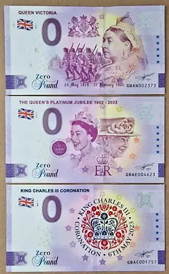 3 X 0 Euro Note - KING & QUEENS Of GREAT BRITAIN #1 • £28.21