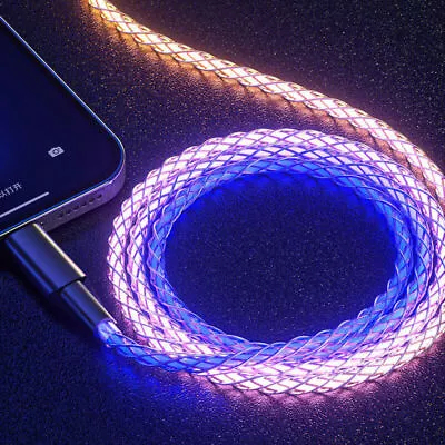 IPhone/SAMSUNG Charger Cable RGB LED Light Up Flowing Fast Charging • £7.29