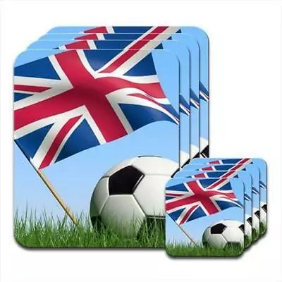 Union Jack UK Flag With Black & White Football Set Of 4 Placemats & Coasters • £19.99