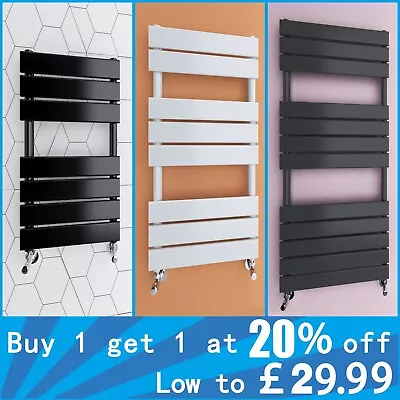 Designer Flat Panel Heated Bathroom Towel Rail Radiator White Black Anthracite • £43.97