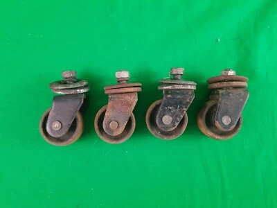 $19.99 • Buy 4 Vintage 2.25  Steel Industrial Caster Cart Wheels 