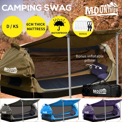 Mountview Double King Single Swag Camping Swags Canvas Dome Tent Free Standing • $219.99