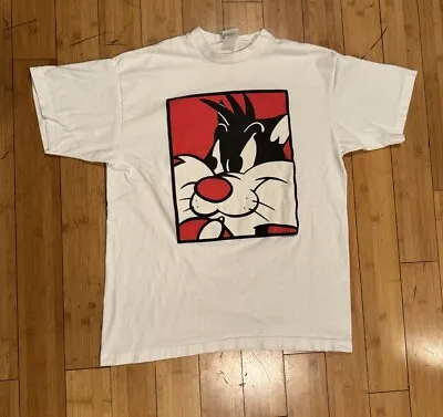 Vintage 1991 Sylvester Looney Tunes Warner Bros Shirt 90s USA Sz XL • $14.99