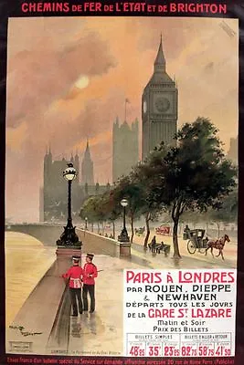 A3 SIZE - PARIS TO LONDON - Vintage Retro Travel & Railways Posters Print #3 • £4.23