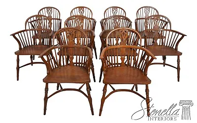 L62557EC: Set Of 10 English Style Oak Windsor Arm Dining Chairs • $2595