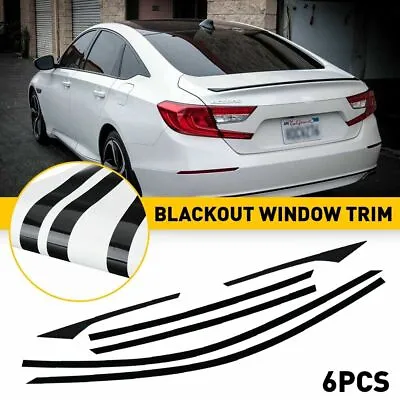 6x For 18-22 Honda Accord Chrome Delete Blackout Window Trim - Glossy Black • $13.49