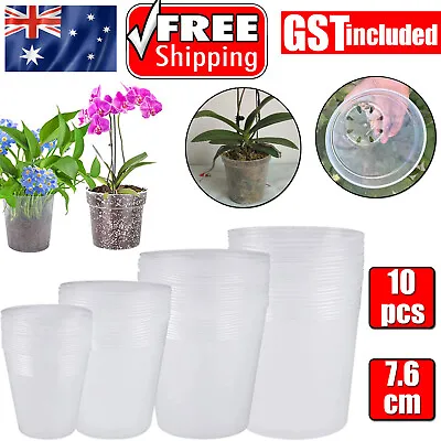 $15.99 • Buy 10X Clear Plastic Orchid Pots With Holes | Phalaenopsis, Paphiopedilum 76MM AUS