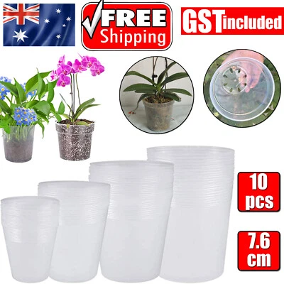 $15.99 • Buy 10X Clear Plastic Orchid Pots With Holes | Phalaenopsis, Paphiopedilum 76MM AUS