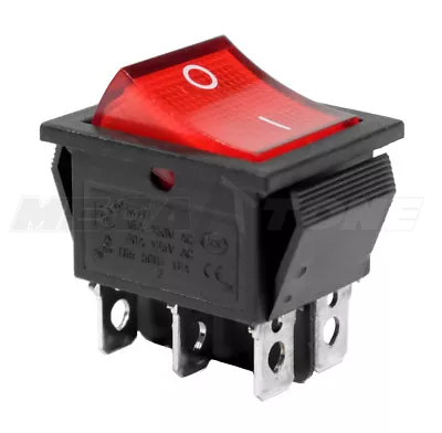 DPDT ON-ON Rocker Switch W/RED Neon Lamp KCD2 16A/250VAC - USA SELLER!!! • $6.89