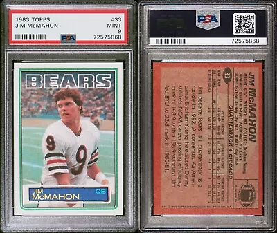 PSA 9 1983 Topps #33 Jim McMahon RC Chicago Bears • $54.98