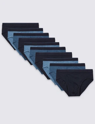 £19.99 • Buy Ex M&S 10pk Blue Mix Cool &Fresh Briefs With Stretch RRP £40 Size M