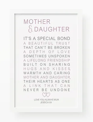 Mother's Day Mum And Daughter Typography Poem Print. Fine Art Quality Picture. • £5.99