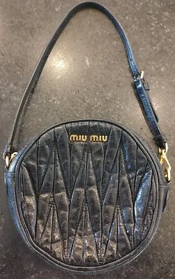 Miu Miu Mini Black/Gold Matelasse Circle Handbag Used Authenticated CoA Included • $249.99