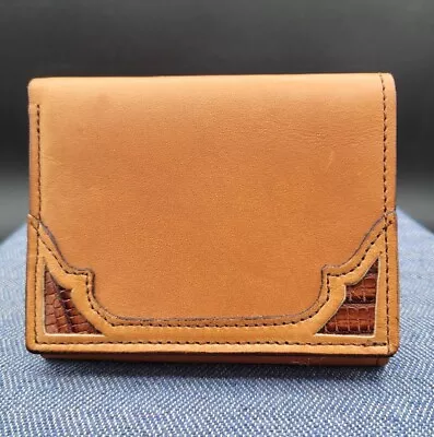 Men's Wallet Crafted By Indiana Leather W/ Argentinian Alligator Lizard Accents  • $26.99