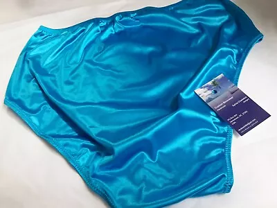 Mens Secret Satin Stretch Turquoise 7  Side Brief S M L Or Xl Handmade Custom • $35.30