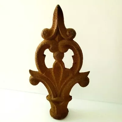 Vintage Rustic Rusty Cast Iron Fleur De Lis 7.5” Architectural Fence Top Finial • $21.95