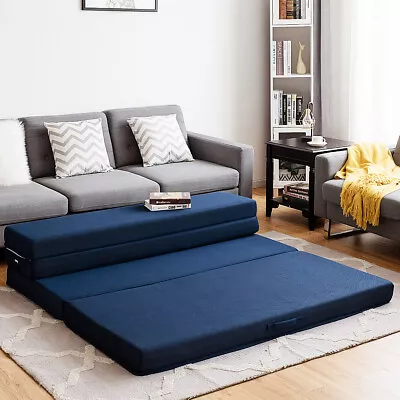 Giantex Queen Size 4-Fold Foam Folding Mattress Futon Sleepover Sofa Bed • $179.95