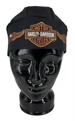 Vintage Harley Davidson Do-Rag Skull Cap Black Men's Hat Bandana • $23.99