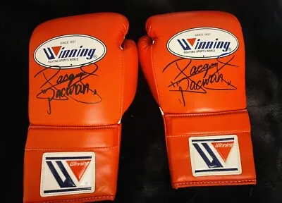 Manny Pacman Pacquiao Signed Winning Boxing Glove Pair • $250