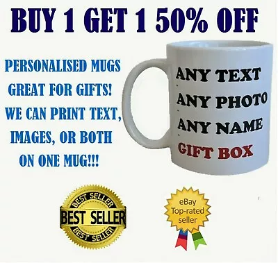 Personalised Mug Photo Custom Cup Name Text Birthday Gift Christmas Leavers • £7.99