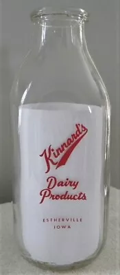 Vintage Kinnard's Dairy Cow Farm Estherville Iowa IA Quart Milk Bottle • $24.99