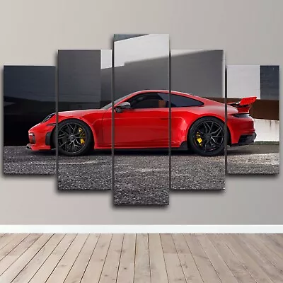 Porsche 911 Carrera GTS Coupe Red Car 5 Panel Canvas Wall Art Print Home Decor • £32.04