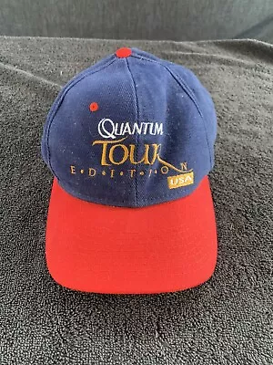 Quantum Tour Edition USA Bait Casting Fishing Rod Leather Strapback Baseball Cap • $15