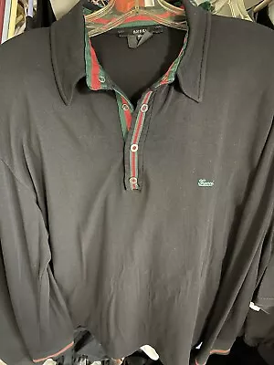 Authentic Gucci Long Sleeve Black Polo Shirt Men’s Size XXL In Great Condition. • $149.99