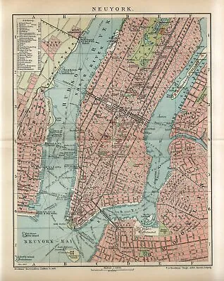 £16.38 • Buy 1903  NEW YORK CITY MANHATTAN BROOKLYN LONG ISLAND JERSEY Antique Map Dated