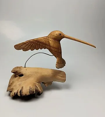 $19.99 • Buy Hand Carved Hummingbird Figurine Natural Wood Vintage Kitsch Folk Art