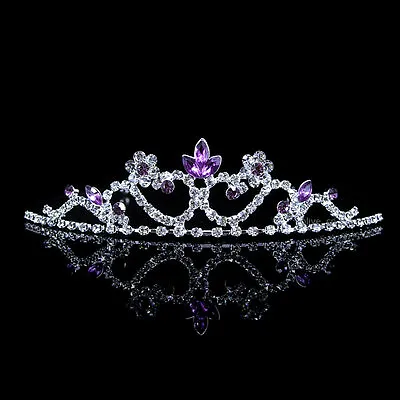 Kids Purple Flower Girl Children Wedding Prom Mini Tiara Crown Princess  • $9.50