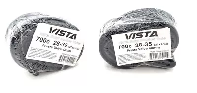 2-PACK Vista Bicycle Tire Tube 700 X 28-35 / 27 X 1-1/4 48mm Presta Valve PAIR • $12.81