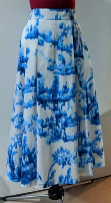 Zara Blue Printed Midi Skirt Size M RRP £49.99 REF 3121/150 • £19.99