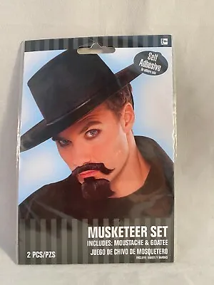 Musketeer Set Moustache Beard Halloween Black Costume NIP • $7.99