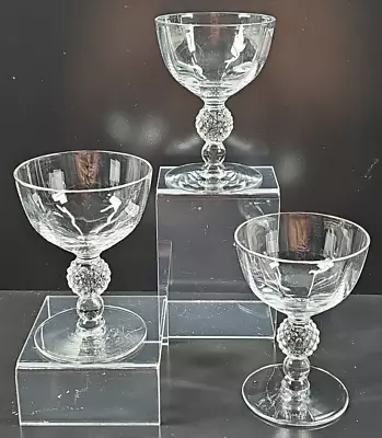 3 Morgantown Golf Ball Clear Low Sherbet Set Vintage Optic Bowl Stemware MCM Lot • $39.67